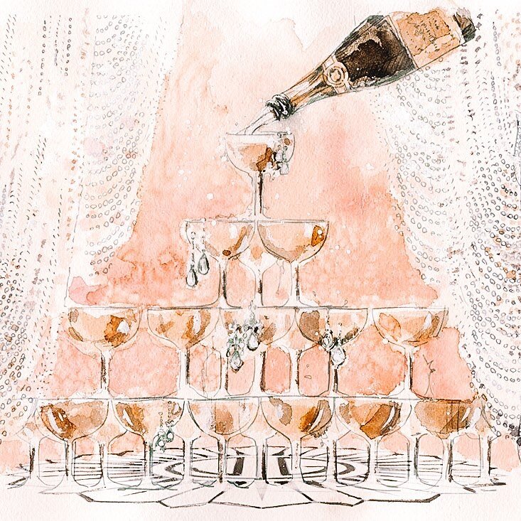 Do you know the story behind the champagne coupe glass? Madame de Pompadour adored champagne and made it popular at Versailles and amongst high society✨Rumor has it that she wanted people to think of her when they drank it, and thus the coupe glass w