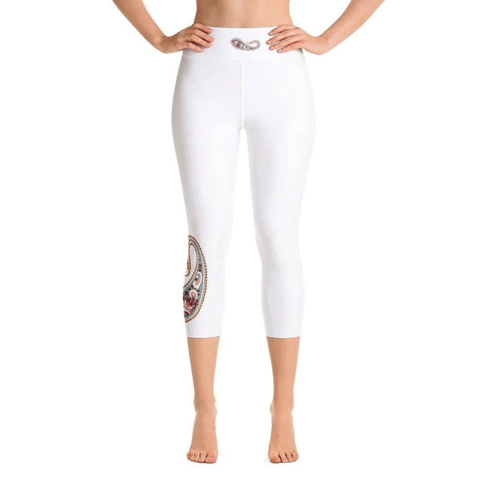 Yoga Capri Leggings with paisley Design 