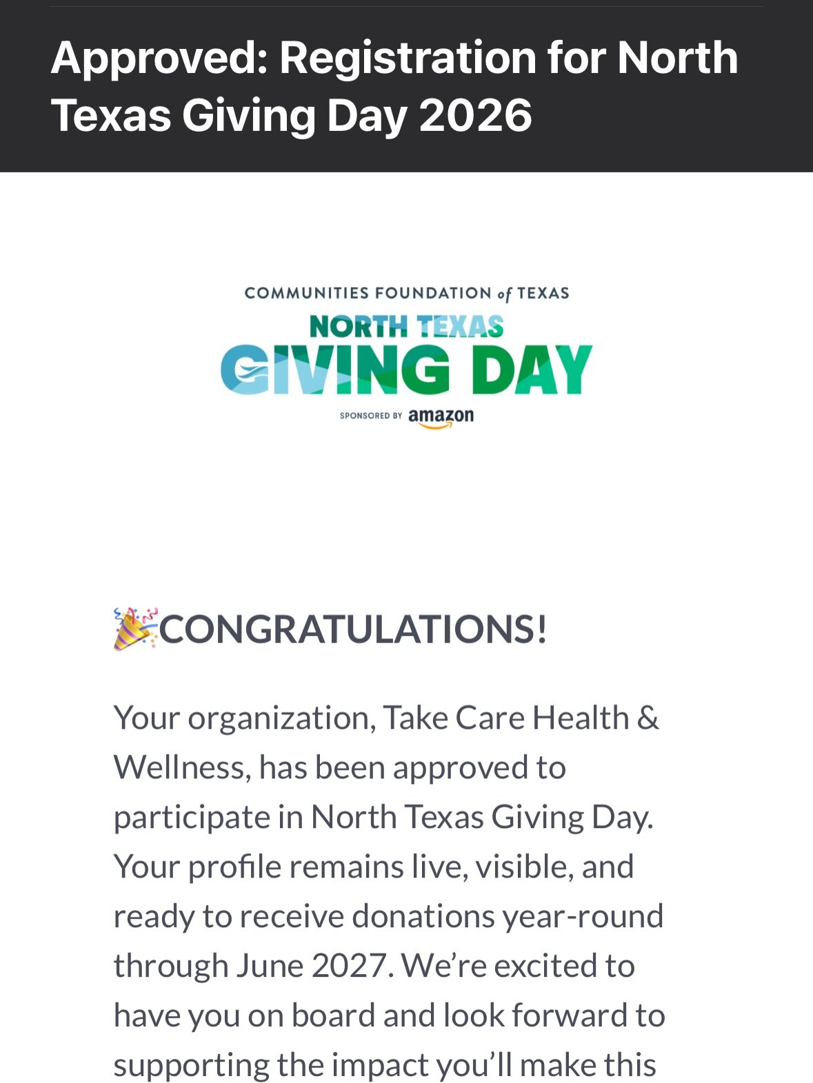 It has finally happened! After all these years as a non profit- 501c3 status gained in 2018 (without us knowing 🙃), lots left on the back burner, a whole name change in 2024- we are part of North Texas Giving Day 🙌🏽

This is a huge deal, mostly be
