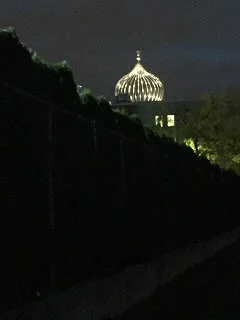 Sikh Temple dome seen at night in Surrey