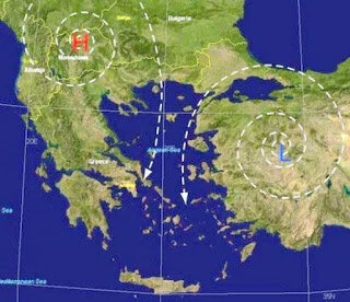 Meltemi winds of Greece and Turkey