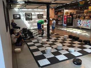 Large chess and checquers at Lonsdale Quay