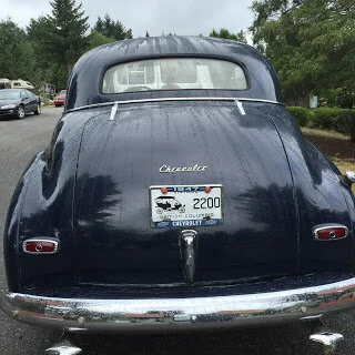 Rain streaks vintage car