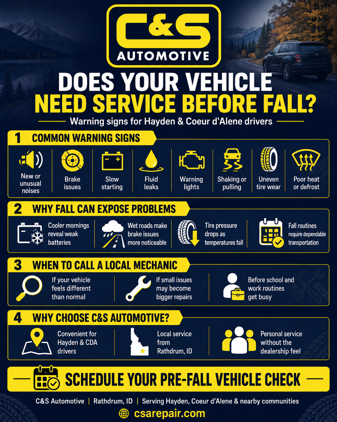 How Do You Know If Your Vehicle Needs Service Before Fall in North Idaho?