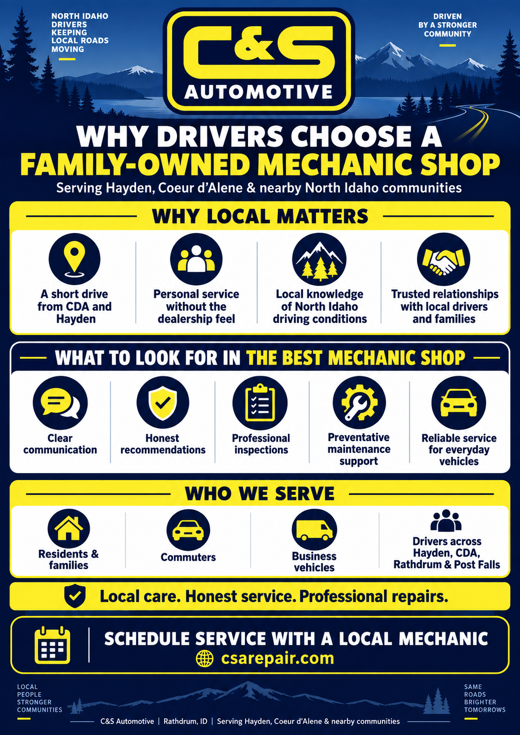 Why Coeur d’Alene and Hayden Drivers Choose a Family-Owned Mechanic Shop