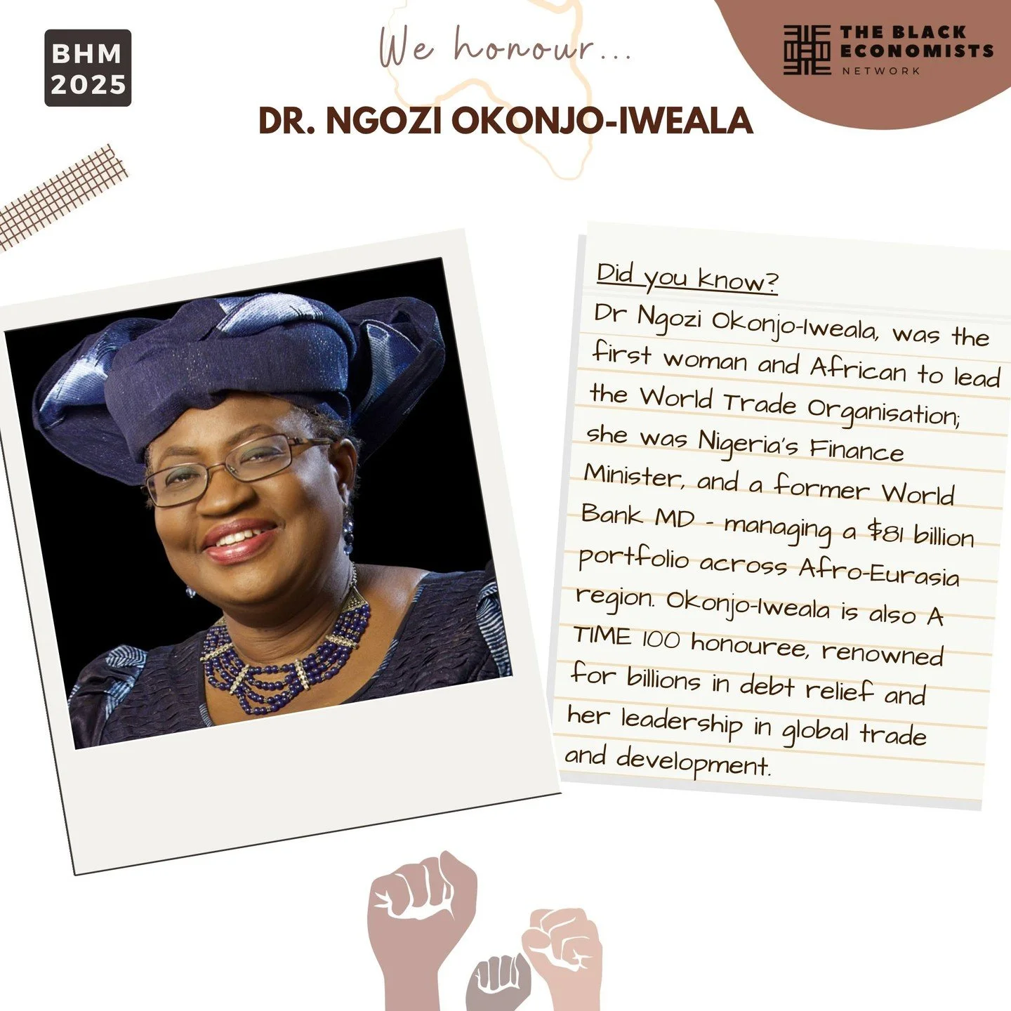 #BlackHistoryMonth Spotlight | Honouring Pioneering Economists ✊🏾

This month, we celebrate Dr. Ngozi Okonjo-Iweala, a formidable force in global economics and international development. 

A trailblazer in every sense, she became the first woman and
