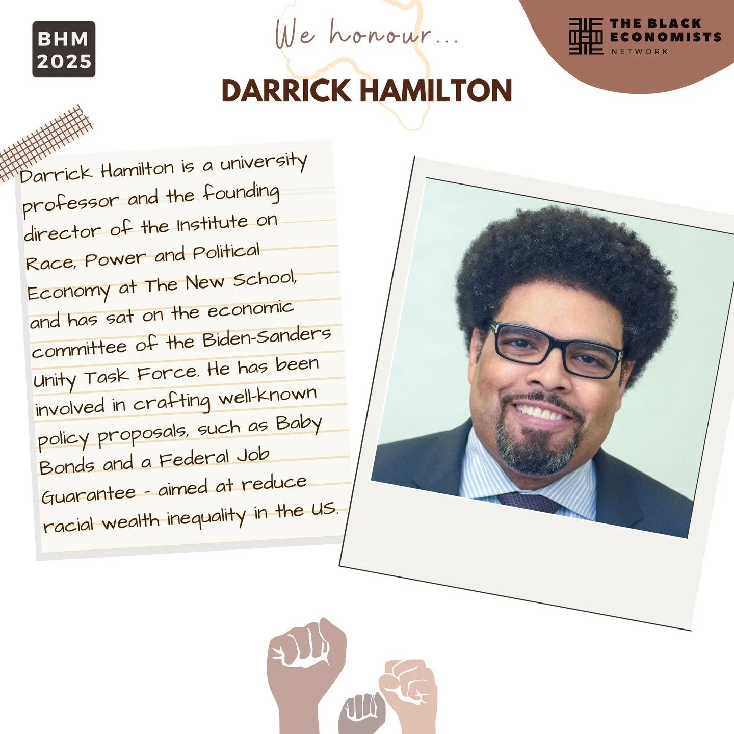 ✊🏾 Black History Month 2025 Spotlight: Saluting pioneering Black economists of the present and past! 

Meet Dr. Darrick Hamilton, a leading voice at the intersection of economics, racial equity, and public policy. 

As the Henry Cohen Professor of E