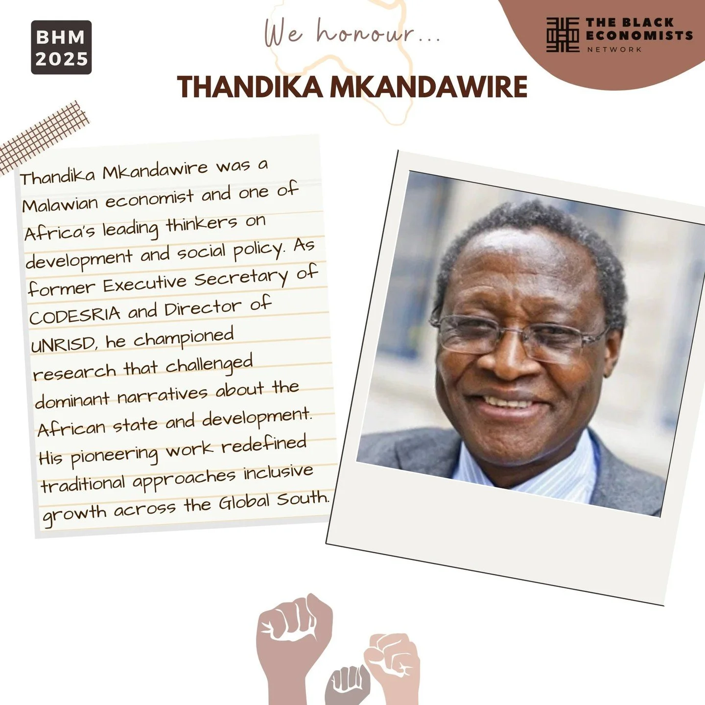 This #BlackHistoryMonth, we honuor Thandika Mkandawire (1940&ndash;2020), a visionary Malawian economist and one of Africa&rsquo;s most influential thinkers on development and social policy.

A former Executive Secretary of CODESRIA and Director of t