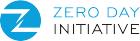 zero day initiative corporate logo.  zero day text is in light blue and in all capital letters.  initiative text is in all capital letters below zero day.  on the left of the image, a blue circle with an embedded z character precedes the text.