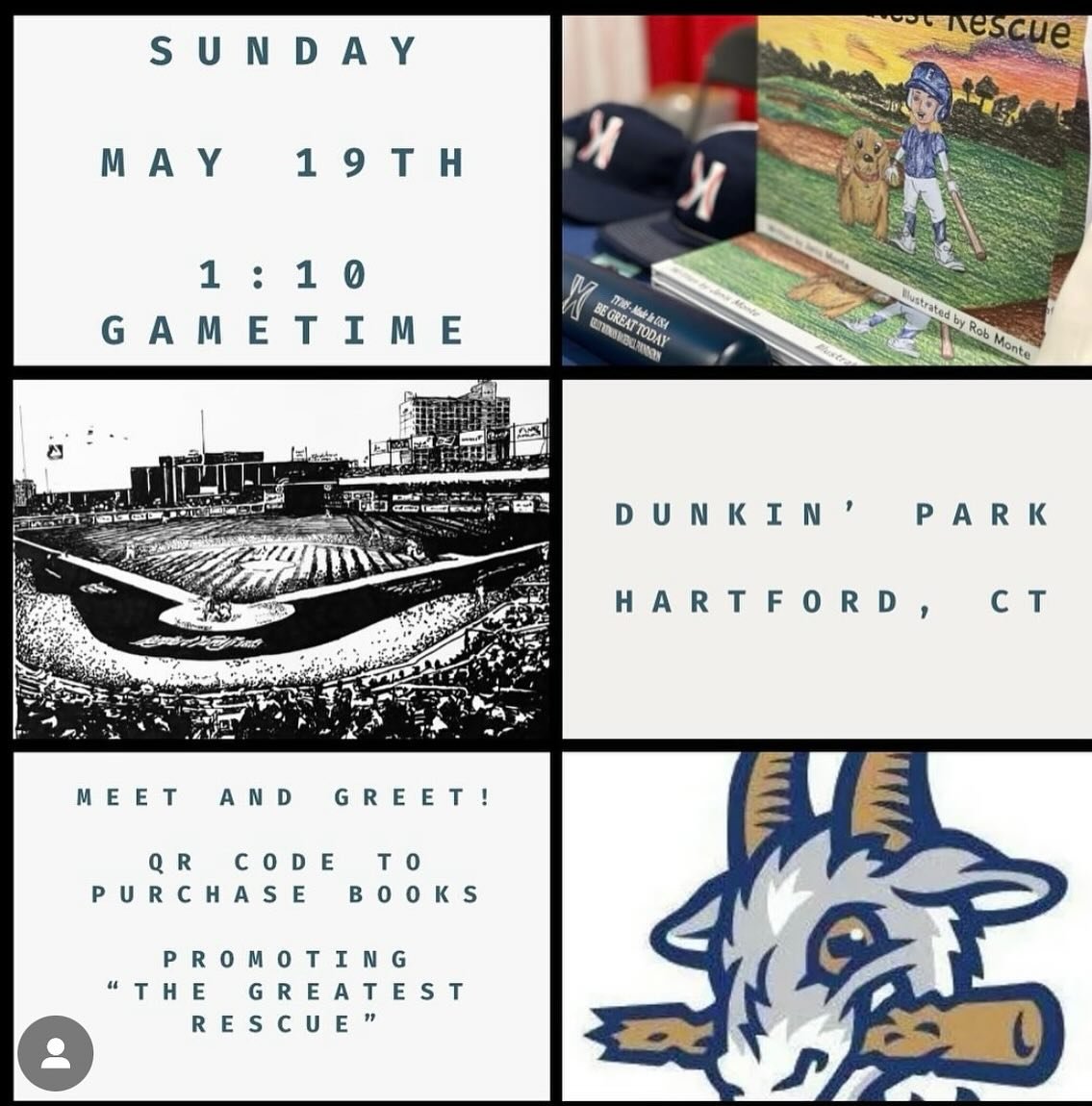 The 2024 MiLB Greatest Rescue Book Tour begins this Sunday May 19 at Dunkin&rsquo; Park. Come Be Great Today and meet the author, illustrator and Charlie for onsite auto and pawtographs🐶🐾. You can pre purchase your book at the link in bio and bring