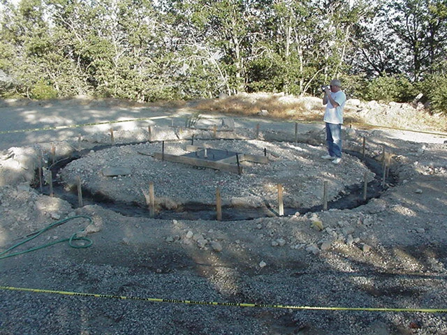  With the 1st cement pour complete, MSAS Treasurer Joe Parker videotapes the wonderful results. 
