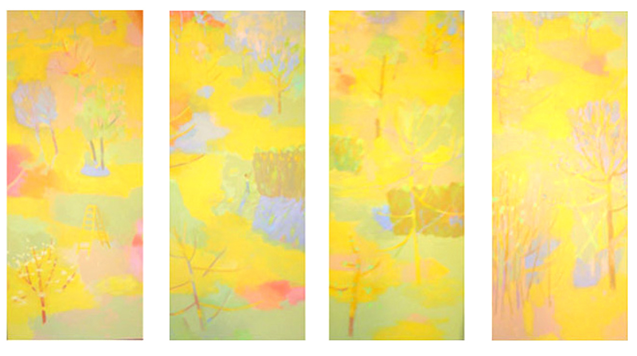 Spring, Four Panels 60 x 24 Inches Each, Oil on Canvas, 2006, Capital One Richmond VA