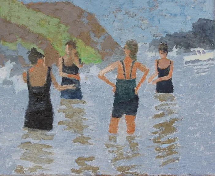 Monhegan Bathers, 10" x 12", oil on canvas, 2025