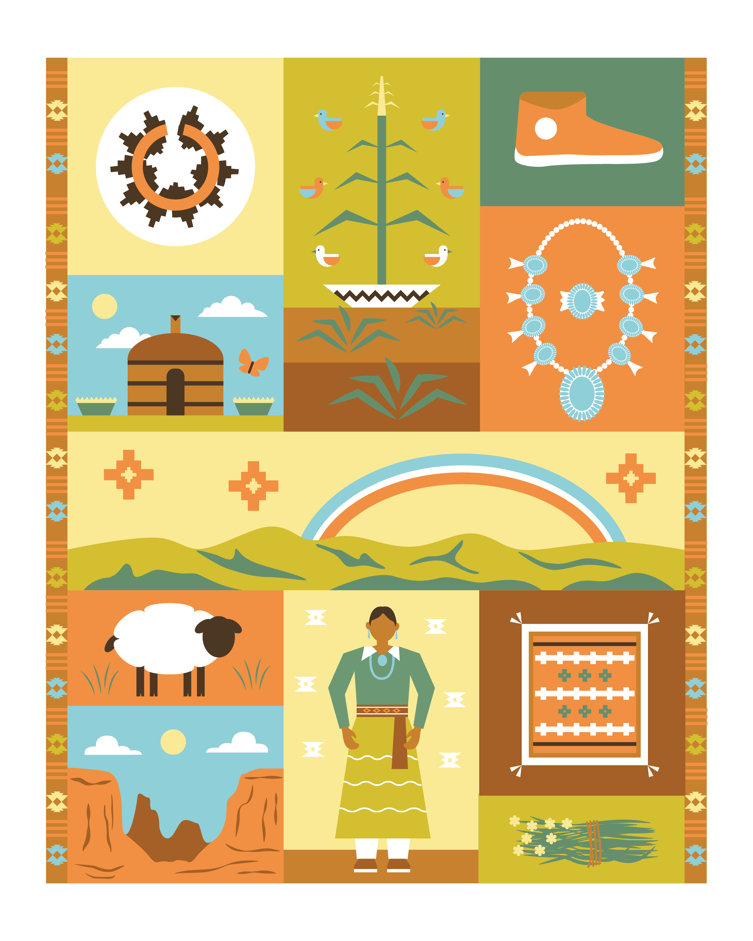 Diné colorful collage print