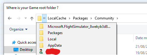 Step 4. The default location of MSFS community folder