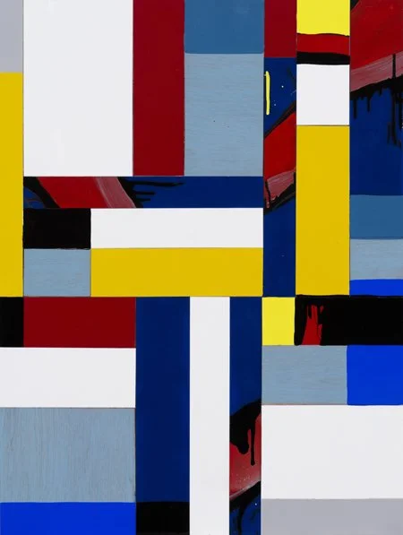 The Closer the Knit the Tighter the Fit (2017)
Enamel, acrylic, spray paint, perspex, aluminium, and plywood on board
102 x 76cm