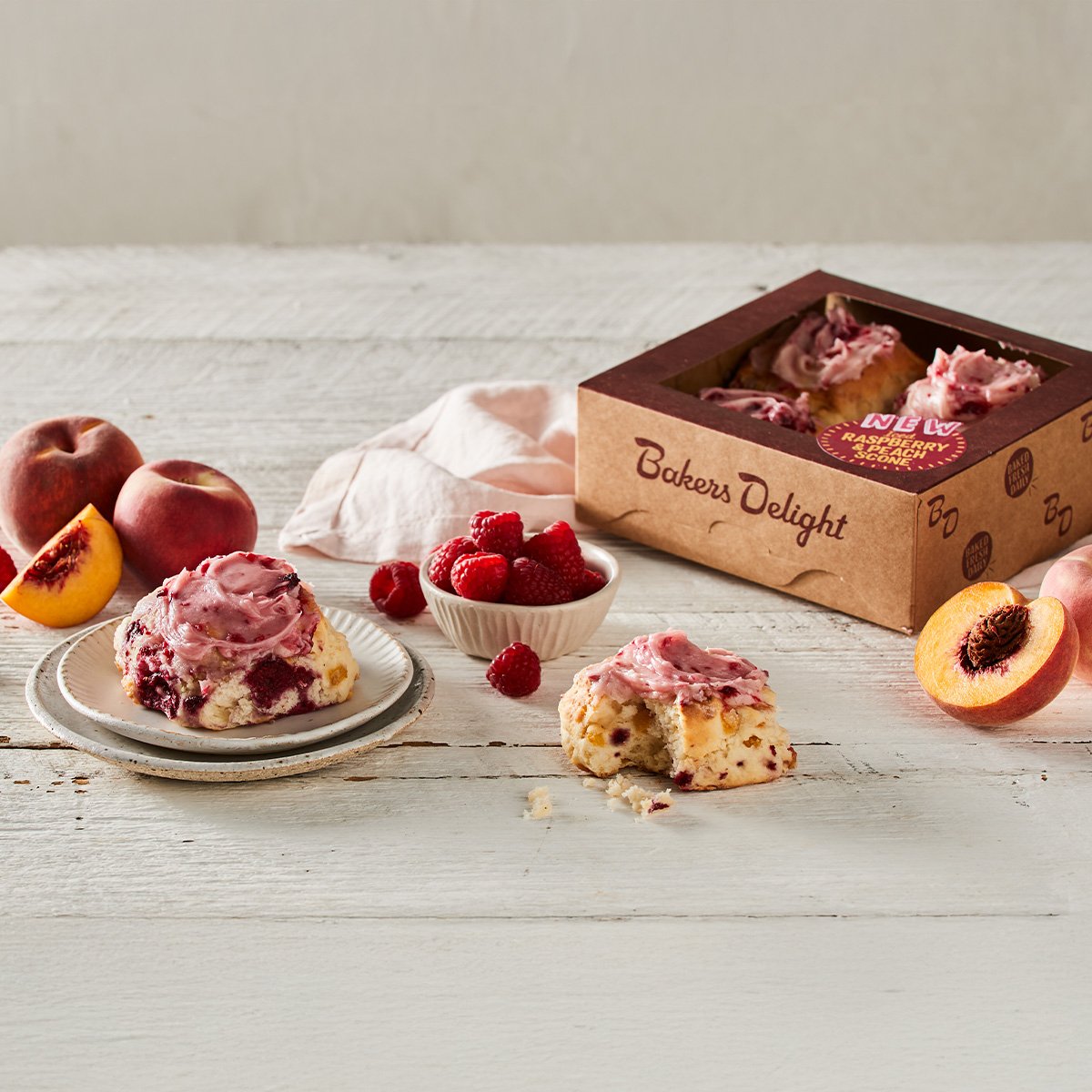 NEWS Iced Raspberry Peach Scones | Bakers Delight