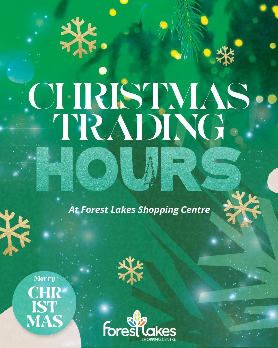 🎄 HOLIDAY OPENING HOURS 🎄
Your go-to guide for shopping, dining, and gift runs at Forest Lakes this festive season. Keep this post handy and plan your visits around our Christmas and New Year trading hours:

🎁 Saturday 6 December: 8am-6pm
🎄 Sunda