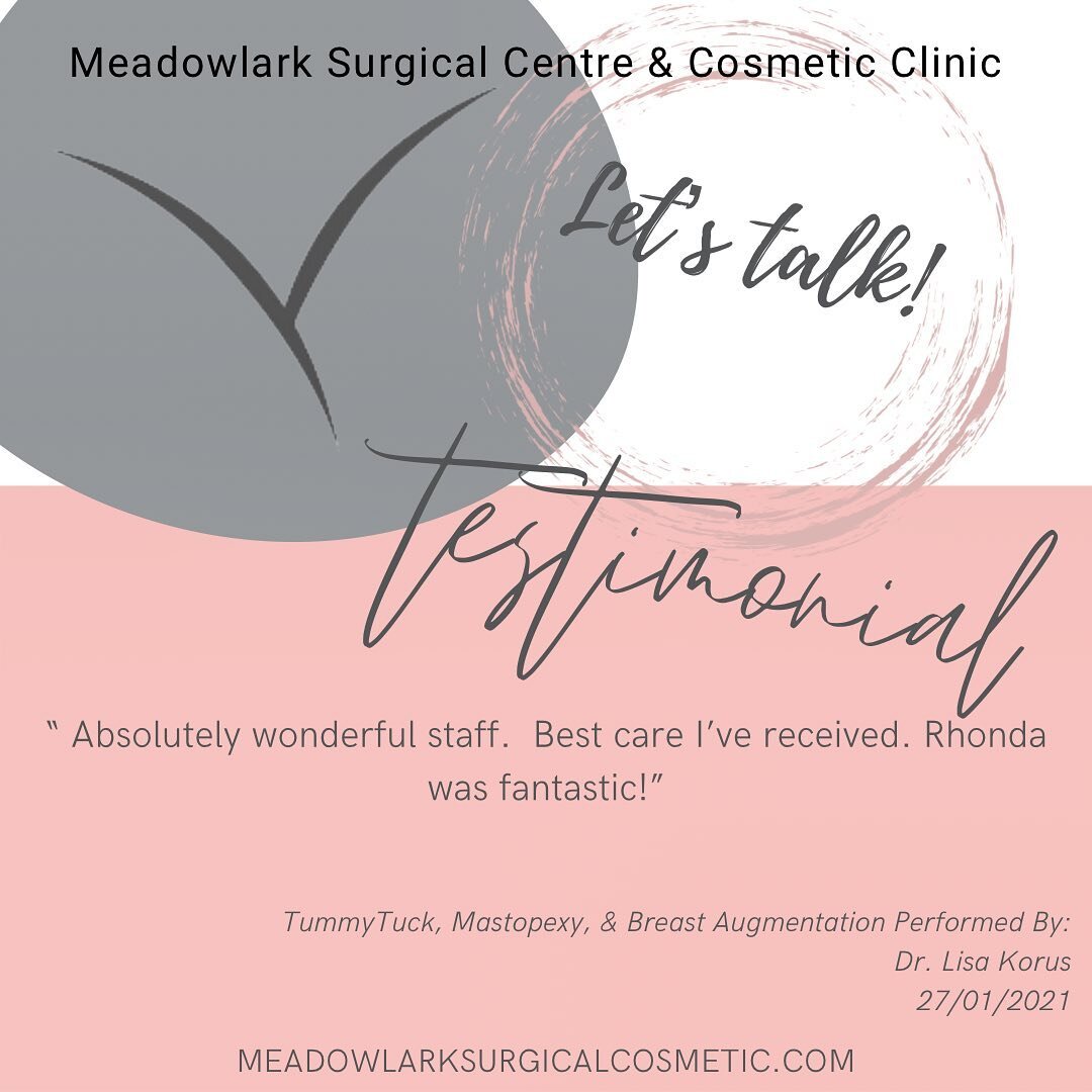 At Meadowlark Surgical Centre &amp; Cosmetic Clinic, all surgical procedures are performed by our highly specialized and fully qualified Plastic Surgeons. 
Contact your surgeons office today.
Visit our Website (Link in Bio) for more information about