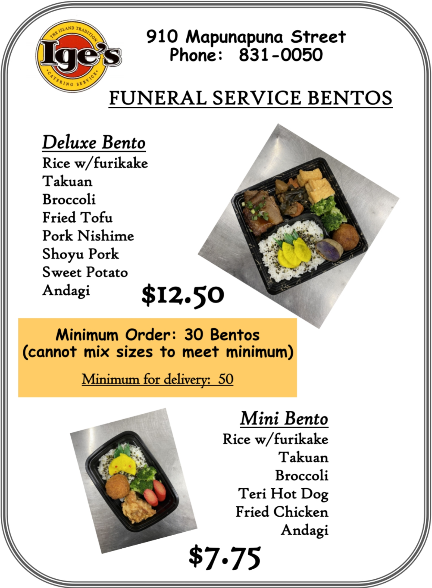 Funeral Catering Menu — Ige's Catering Service