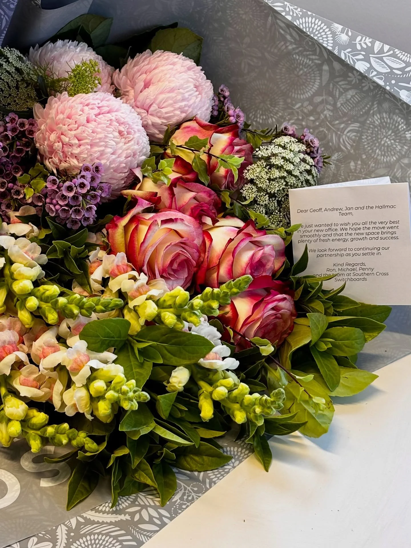 What a lovely surprise to receive this lovely gift from our friends at Southern Cross Switchboards to wish us well moving to our new office at Botany!  We&rsquo;re always grateful to have and maintain such positive relationships with our clients, sup