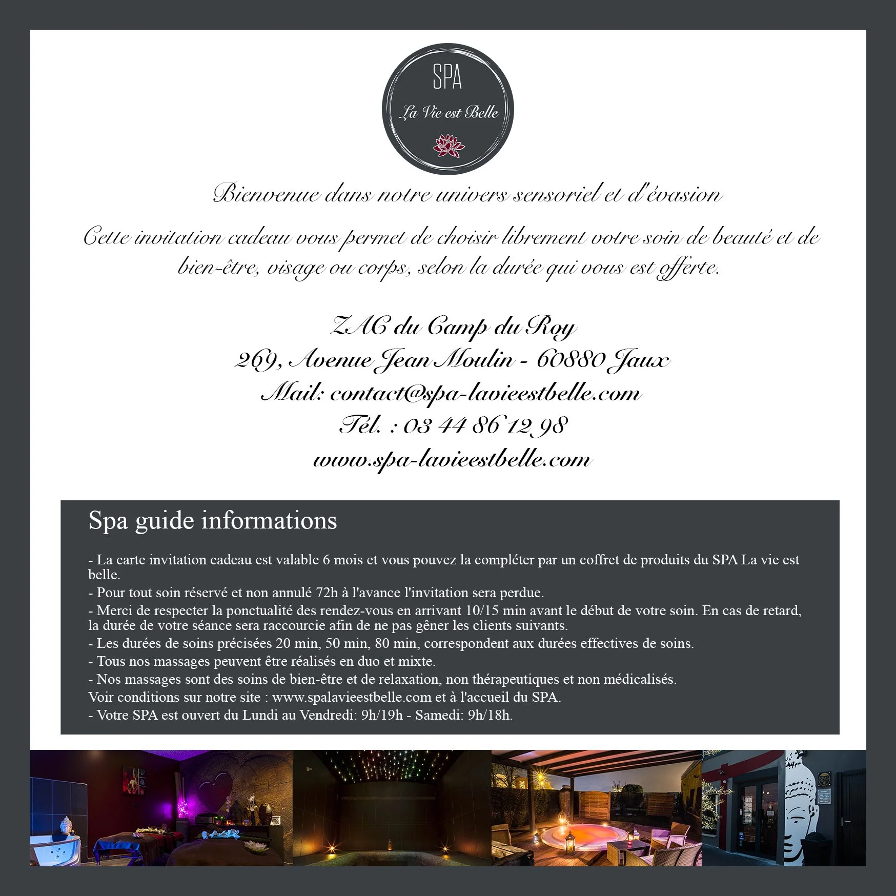 Carte Cadeau Spa La Vie est Belle