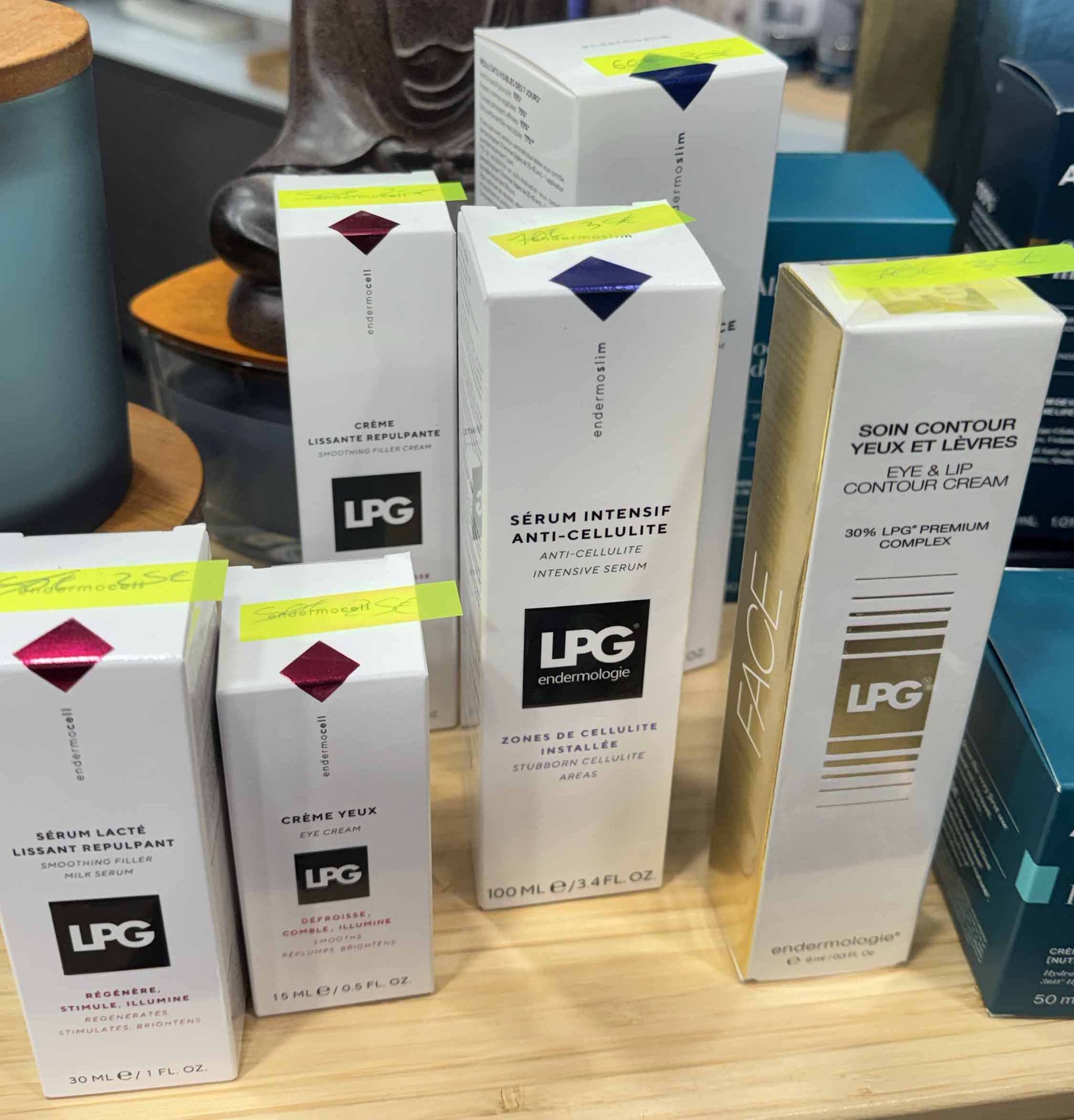 Sérum Lacté Lissant Repulpant (effet seconde peau) / Crème Yeux (décongestion + fermeté) / Sérum Intensif Anti-Cellulite / Soin Contour Yeux et Lèvres (30% LPG Premium Complex) …