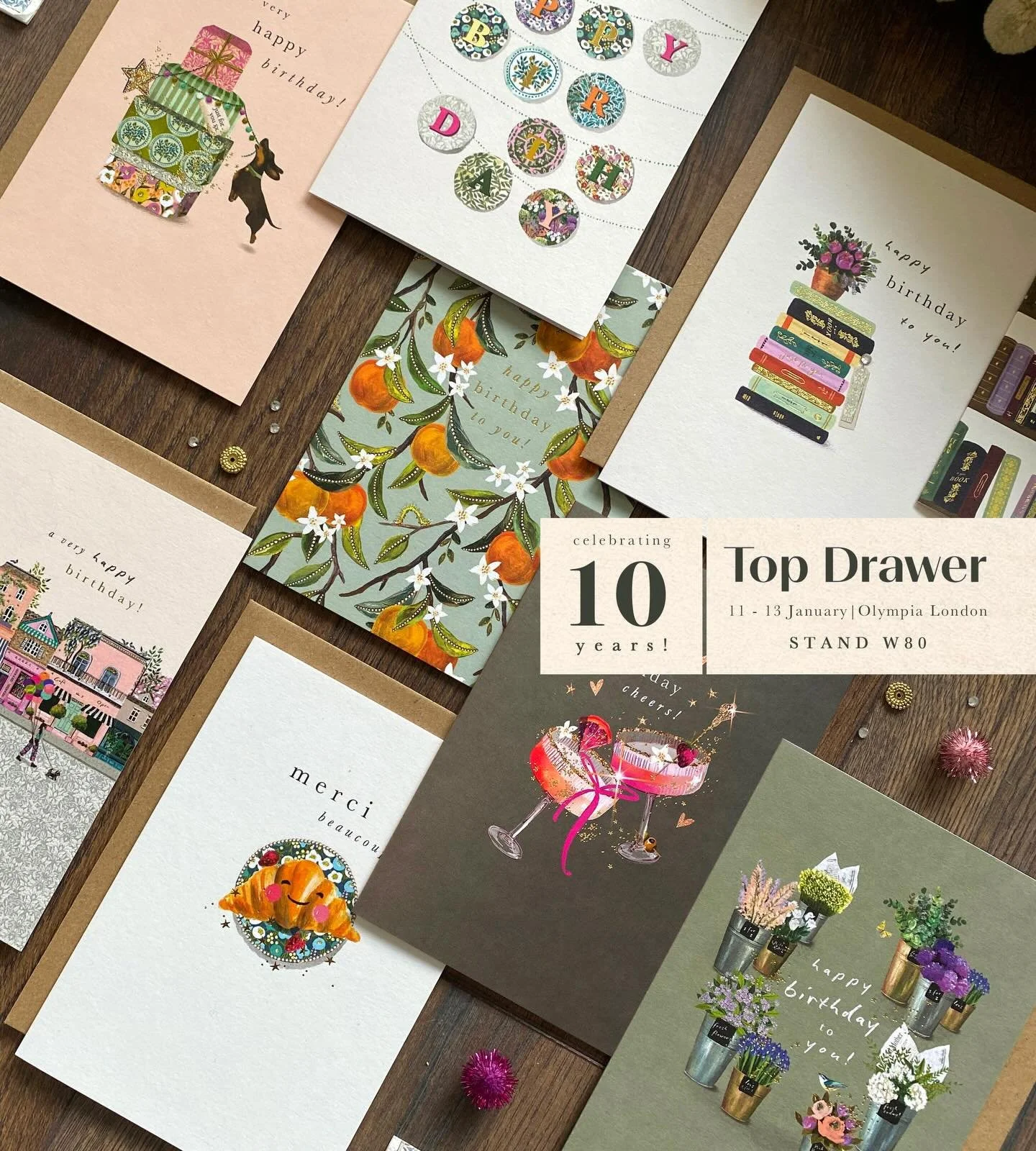 As we go into our tenth(?!) year, come and visit me at @topdrawerlondon stand W80, this Sunday until Tuesday. 

Thank you for the lovely write up @progressivegreetings and thank you also to all my customers and stockists who are so passionate about w