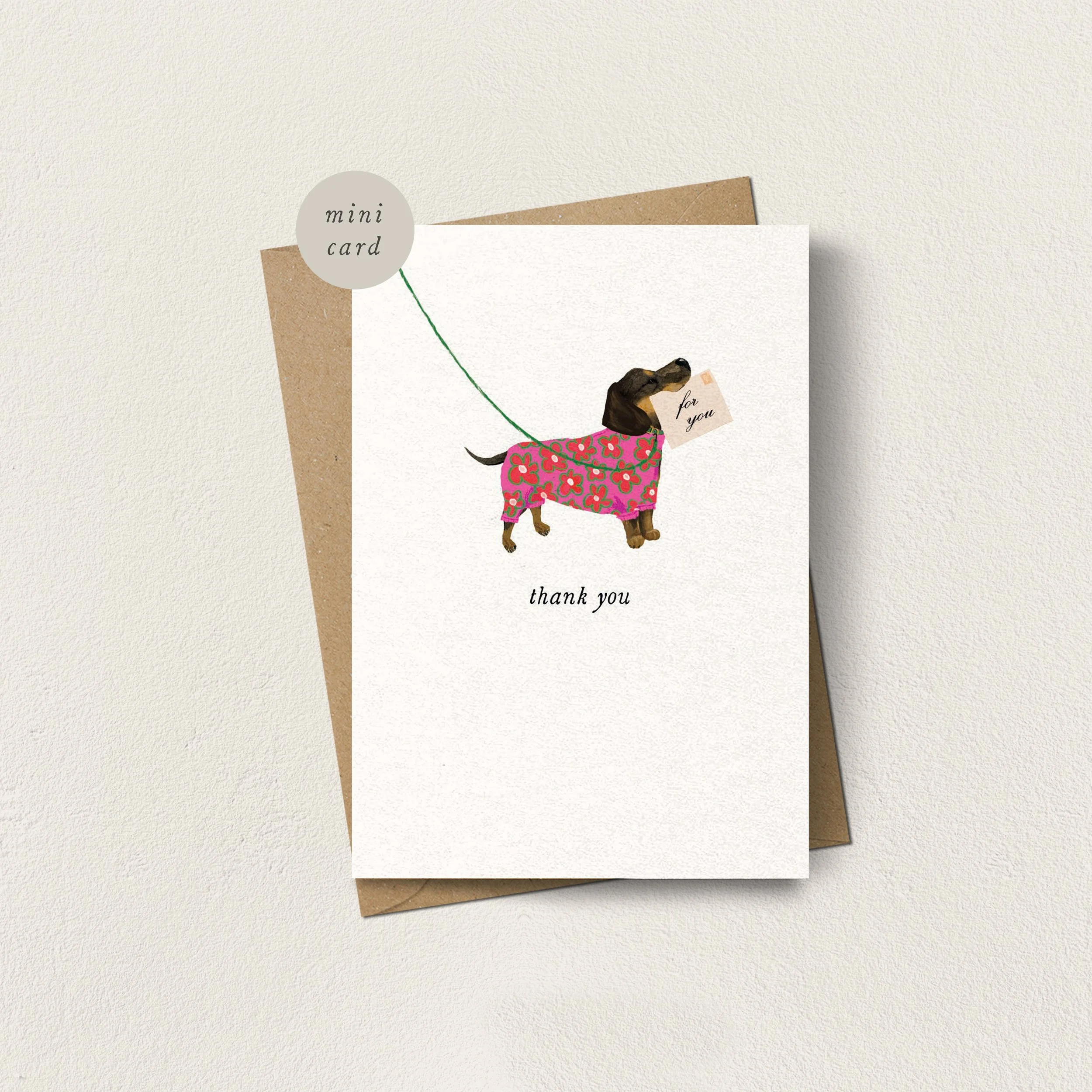 Mini Card Sausage Dog Thank You