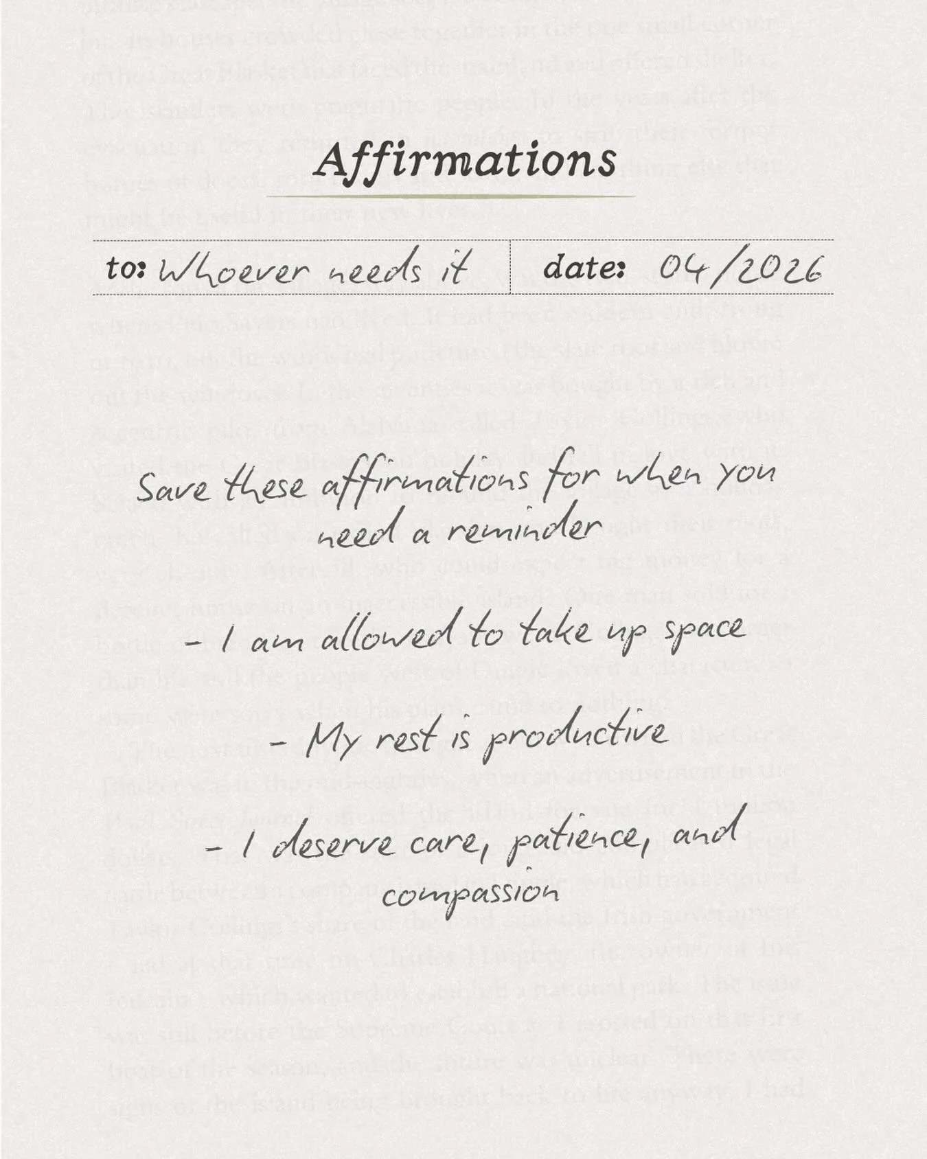 Affirmations can be small reminders that help bring us back to ourselves.

Save these affirmations so you can return to them whenever you need a reminder of your strength and worth.

#TheLookingGlass #MentalWellness #Affirmations #SelfCare #BIPOCTher