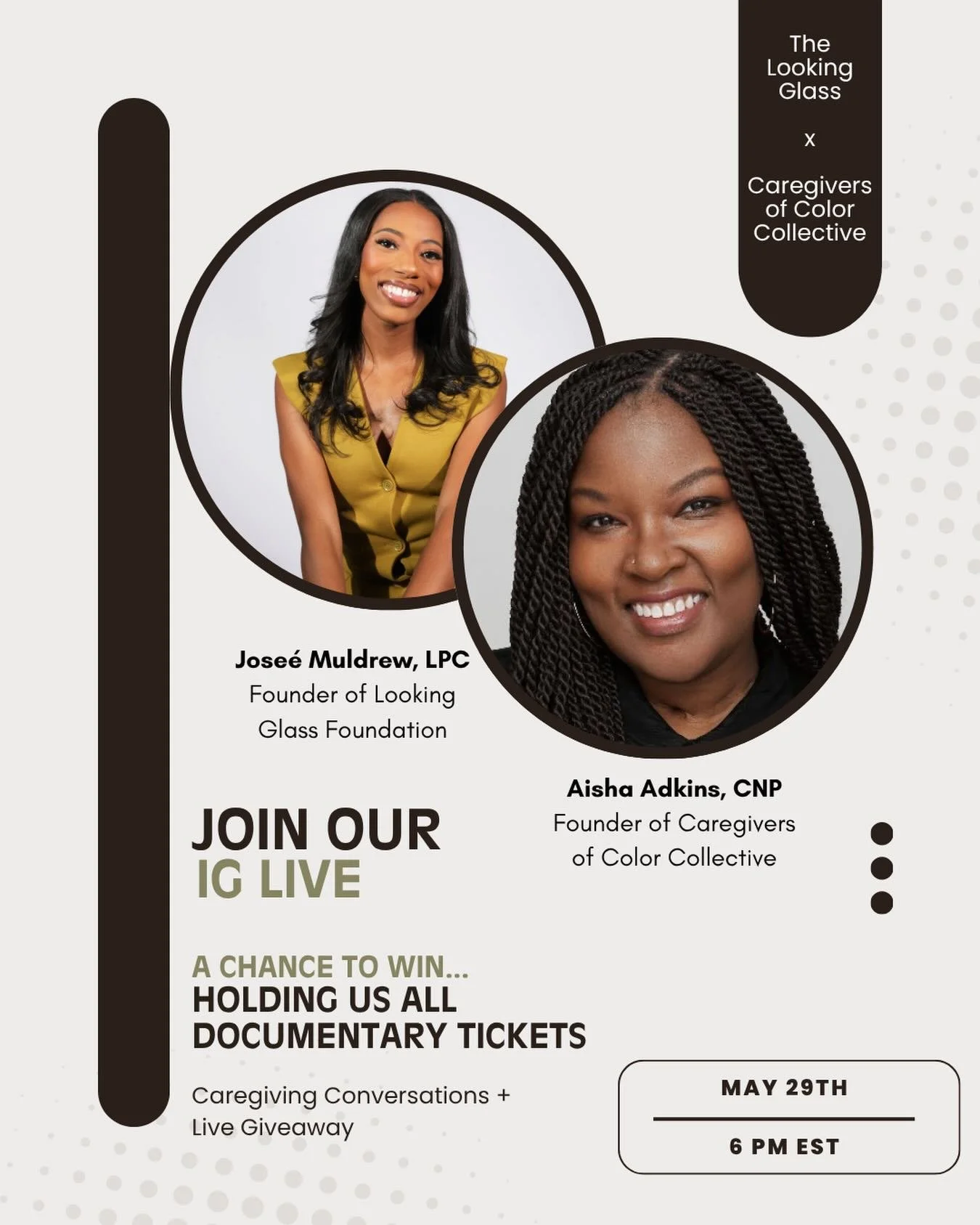 Join us LIVE on May 29th at 6 PM with Aisha Adkins, founder of the Caregivers of Color Collective, for an important conversation on caregiving and community 🤍

We&rsquo;ll be discussing why conversations around caregiving matter and how we can bette