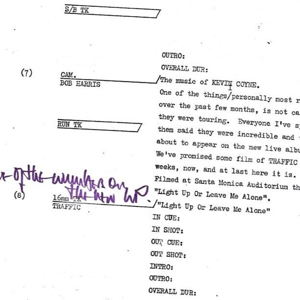 The newest addition to 
@whisperingbob's online store is the original #OGWT script from this very day 50 years ago - a show that featured #RobertPalmer &amp; @elkiebrooks' Vinegar Joe &amp; Kevin Coyne live in the studio plus tracks from Traffic &amp