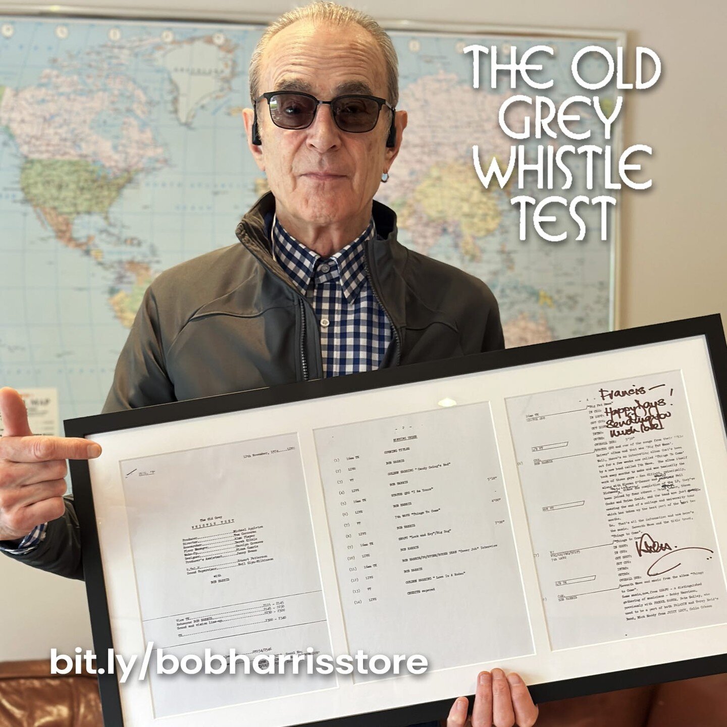 We&rsquo;re so delighted to see @francisrossiofficial take delivery of his very own #OGWT script - signed by @WhisperingBob - today! @statusquobandofficial featured on the show almost exactly 50 years ago &amp; Francis is seen here standing in front 