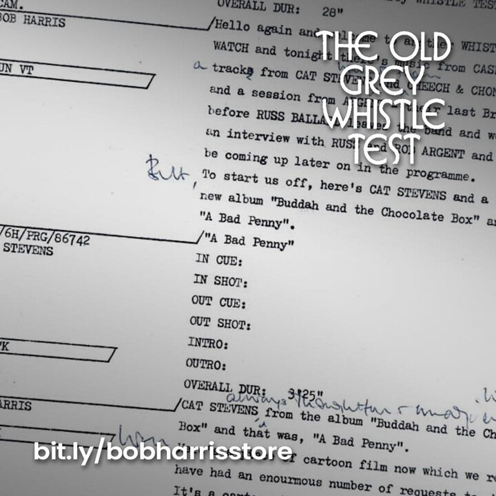 #OTD exactly 50 years ago 
@WhisperingBob's #OGWT featured concert footage of @yusufcatstevens as well as studio performances from Cashman and West &amp; Argent... the show script is available to buy now in Bob's store...