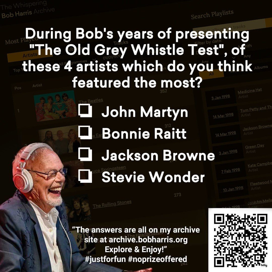 @whisperingbob's #COMPETITION question this week refers to his years as presenter of #OGWT... just scan the QR code here or go to https://bit.ly/bobscompetitions and let us have your answer... remember it's #JustForFun #NoPrizeOffered