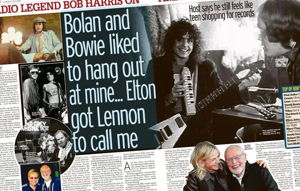 From this week’s Daily Mirror: “Bolan and Bowie liked to hang out at mine... Elton got Len­non to call me”