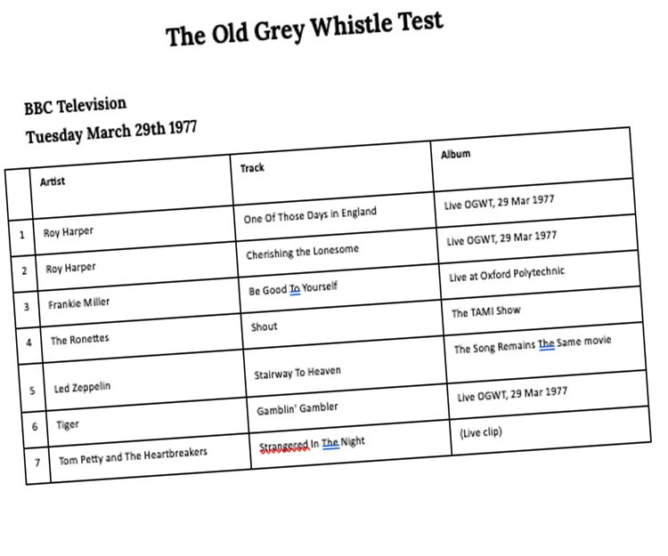 Old Grey Whistle Test, 29th March 1977