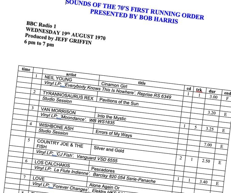 Sounds of the 70s, 19th August 1970
