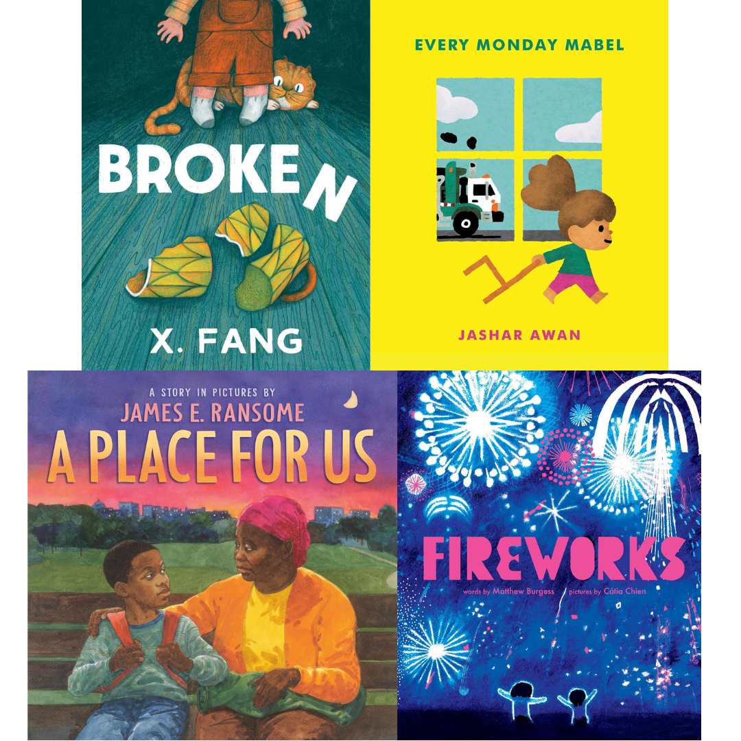 The Children’s Book Review includes James Ransome’s A PLACE FOR US, Matthew Burgess’s FIREWORKS, Jashar Awan’s EVERY MONDAY MABEL, and X. Fang’s BROKEN on their 40 Best Picture Books of 2025 list