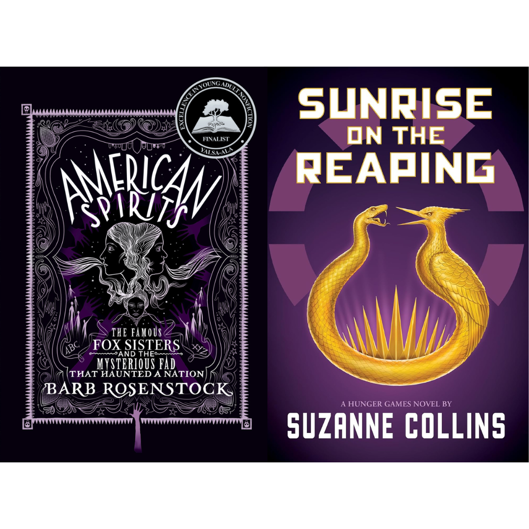 The CBC includes SUNRISE ON THE REAPING by Suzanne Collins and AMERICAN SPIRITS by Barb Rosenstock on their 2026 Kids Favorites list (Teen category)