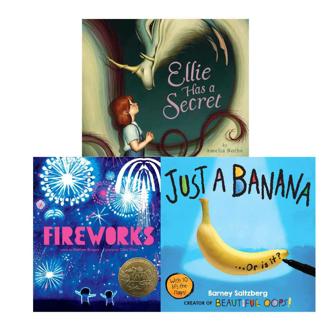 The CBC’s 2026 Teacher Favorites list includes ELLIE HAS A SECRET by Amelia Bothe, JUST A BANANA by Barney Saltzberg, and FIREWORKS by Matthew Burgess