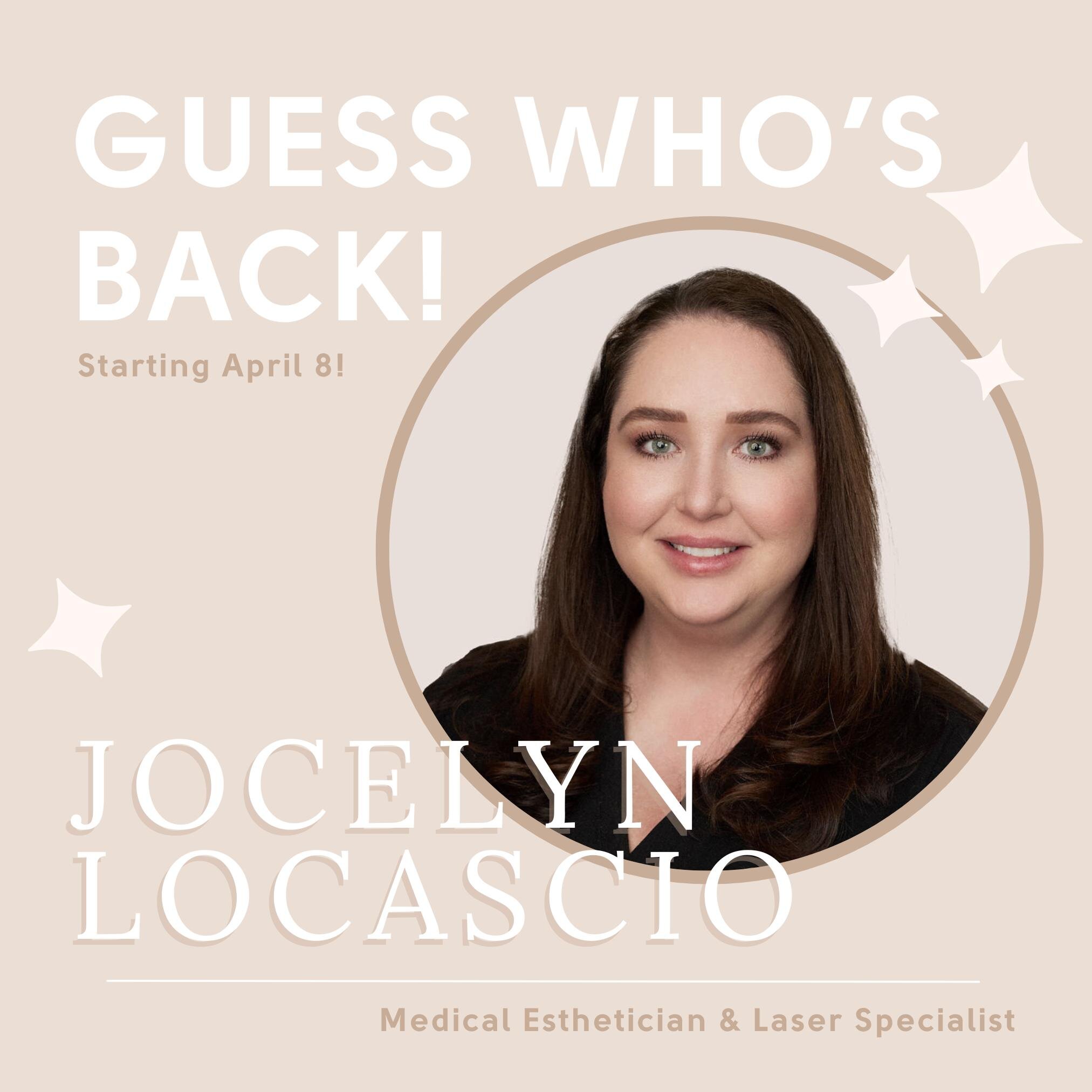 @thelaserskinexpert is back and excited to see you! 💕

We're thrilled to announce that Jocelyn is back!

Get on her books!
⭐ Monday, 9am to 5pm
⭐ Tuesday, 10am to 6pm
⭐ Thursday, 11am to 7pm

➡️ Book online or 📞 704.733.9202!

#infinitymedspaandwel