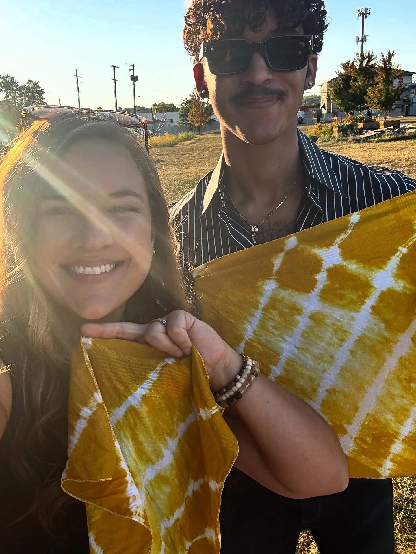 Spent the evening with @heads_up_flowers for their community dye event using dye made from their locally grown flowers 🌼 Thank you for hosting, we love our new little handkerchiefs 💛💛