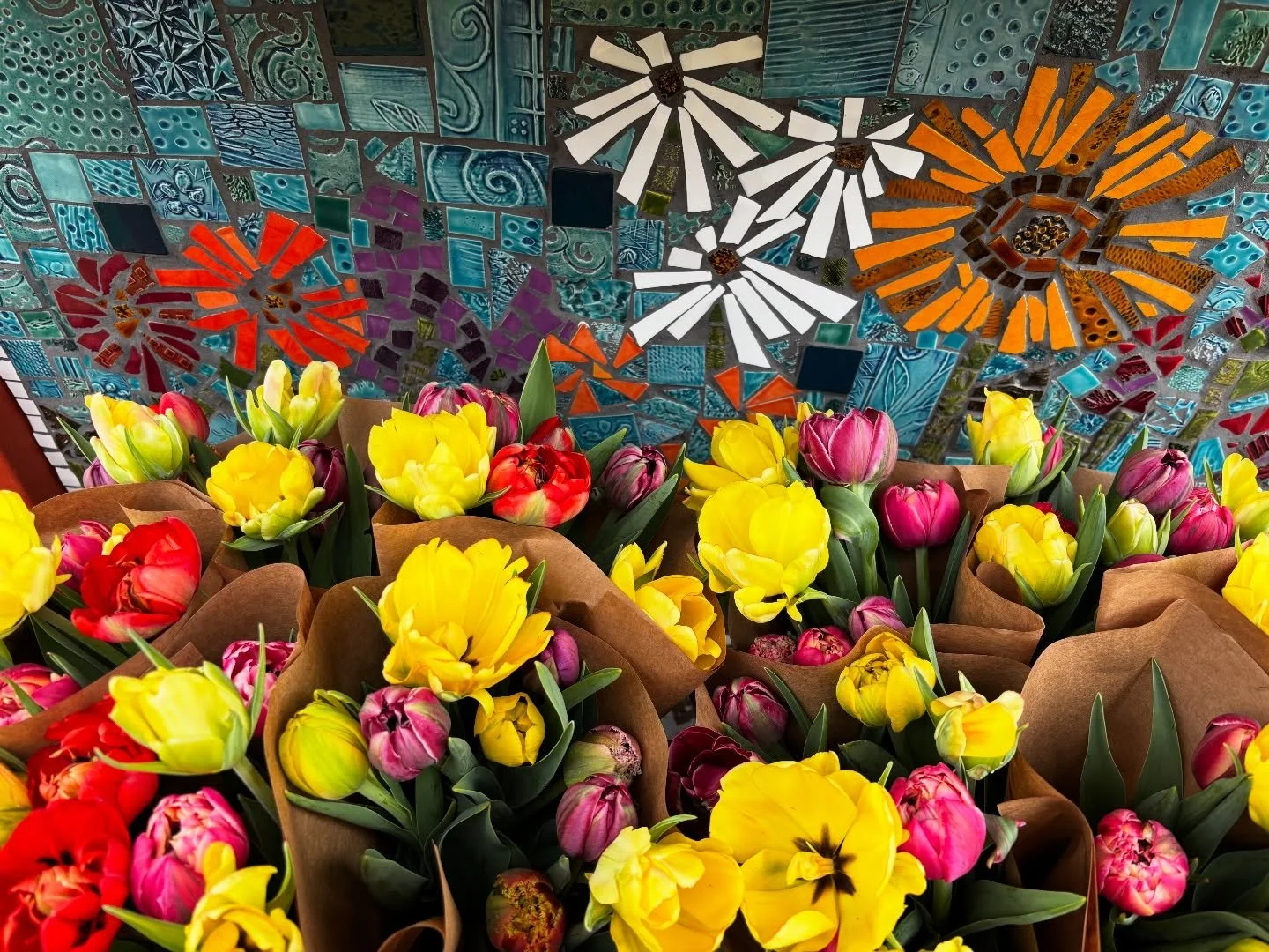 Happy Saturday 🌷🌷 Our Flower Cart is open for the first time this season and filled with lots of colorful tulips 💐 Located at 3064 Woodland Road, Akron, OH 44312