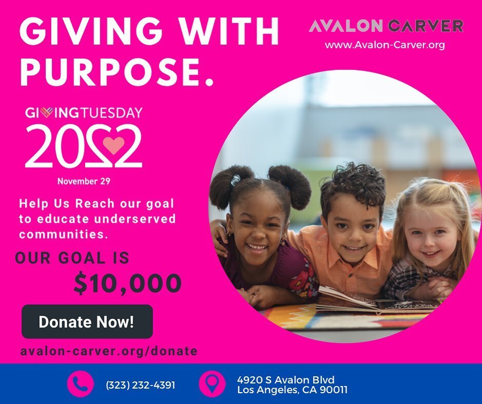 Its Cyber Monday, but giving Tuesday is just around the corner! Make a donation to impact the lives of young people and families across South Los Angeles! #southla #avaloncarvercommunitycenter #avaloncarver #youthmatter #givingtuesday #donate #nonpro