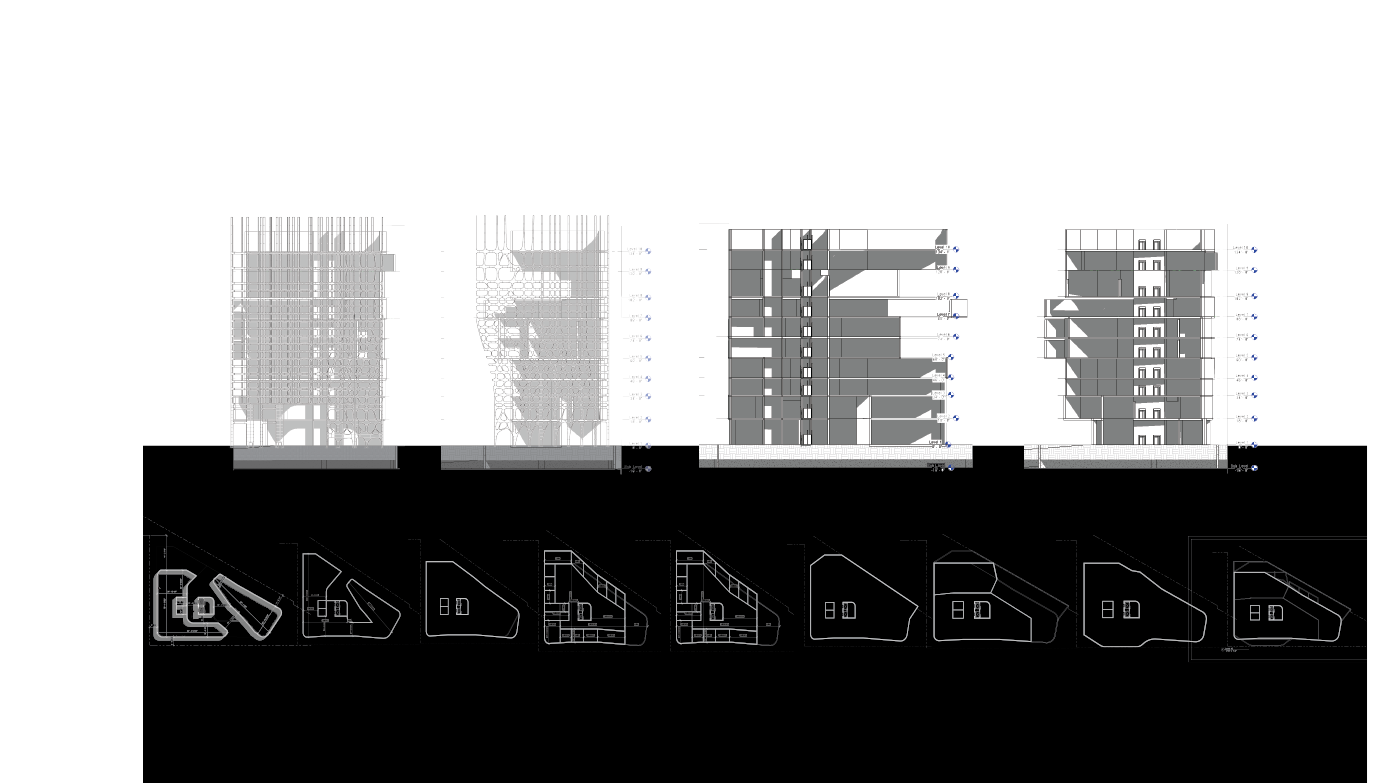 Conceptual Plans & Sections (Exoskeleton Skin Concept) 