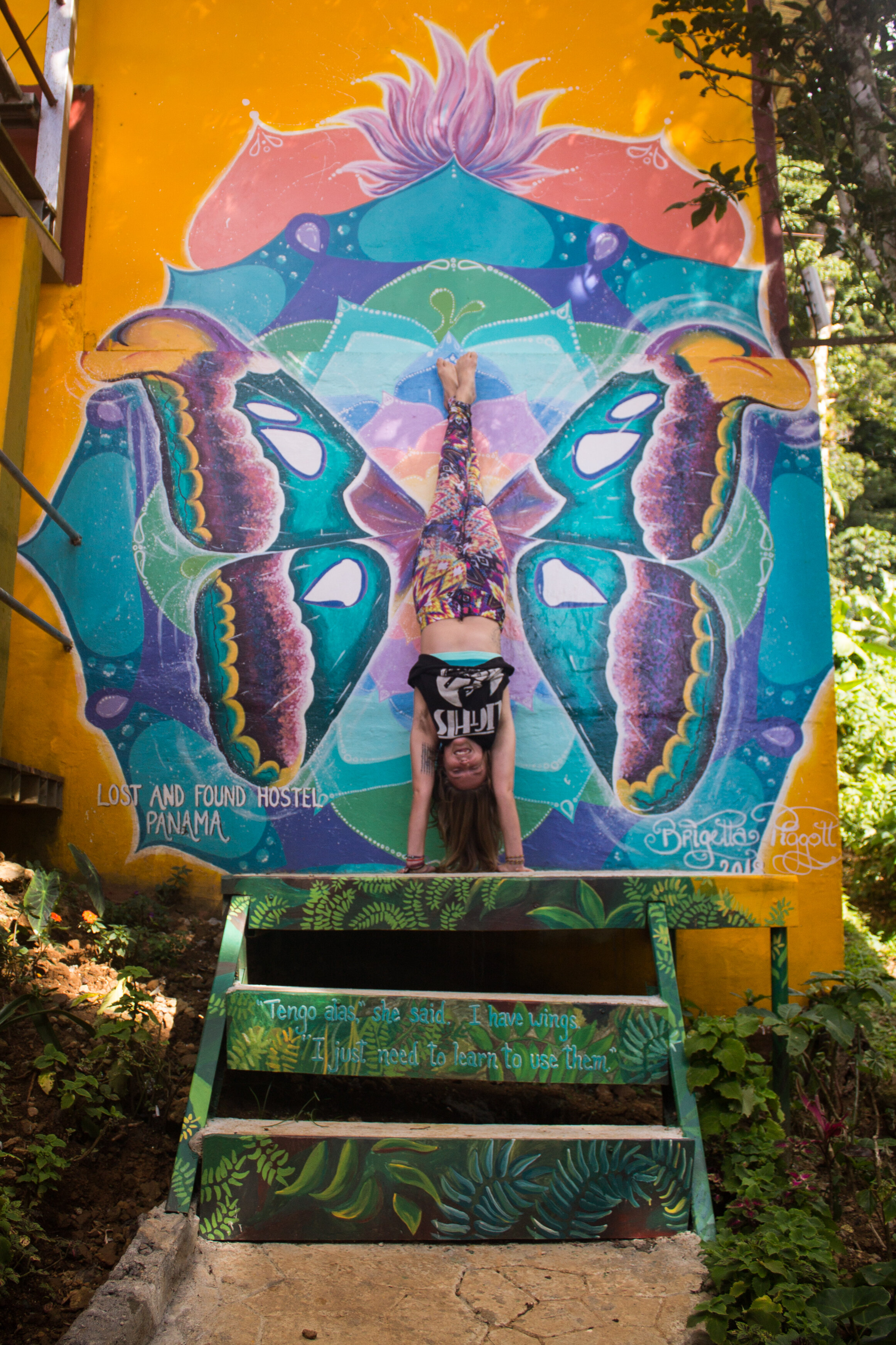 "You Belong Here," 2018, oil on cement wall, 10' x 12', Lost & Found Hostel, Chiriqui, Panama