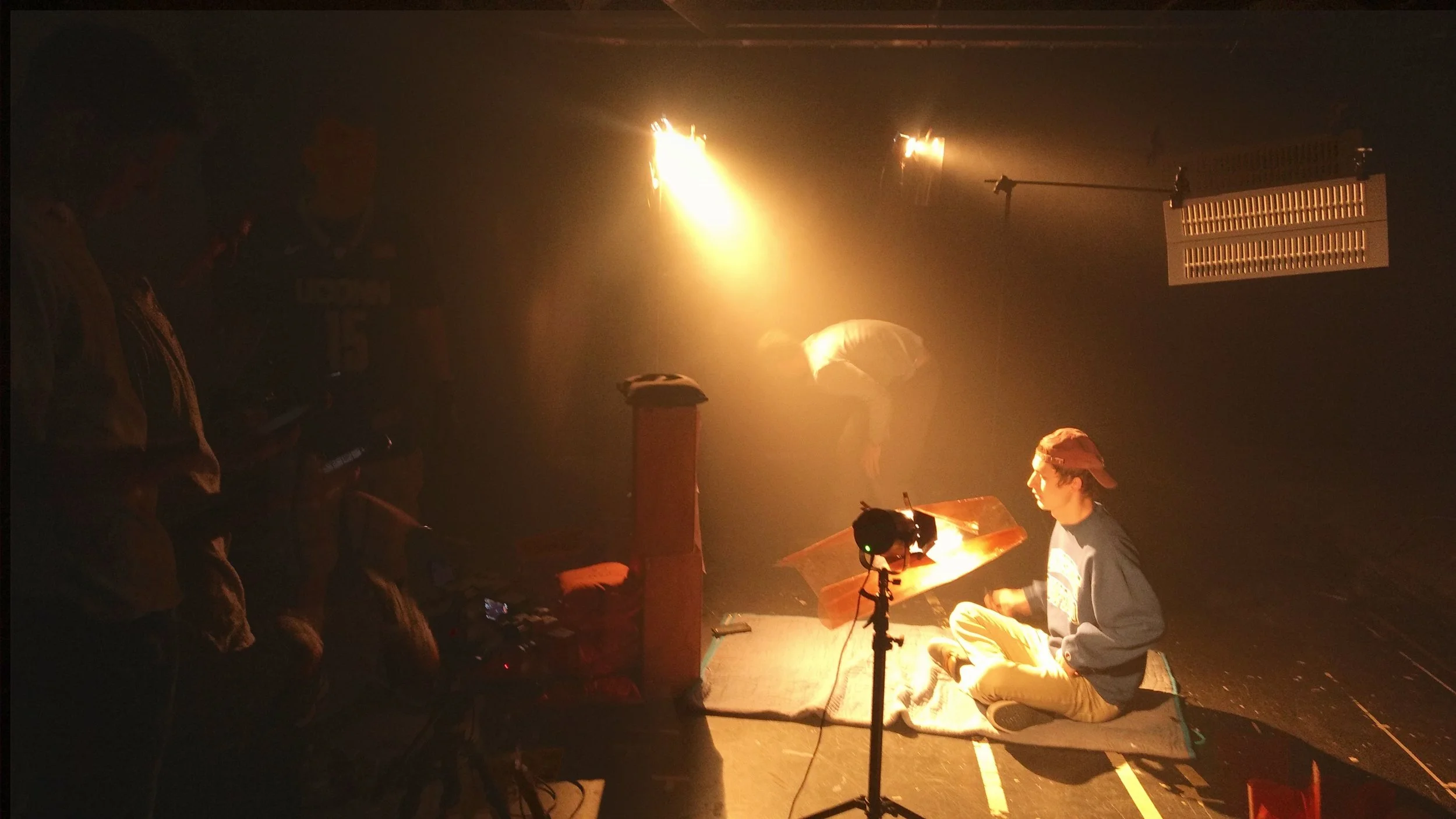 Controlled lighting on a soundstage