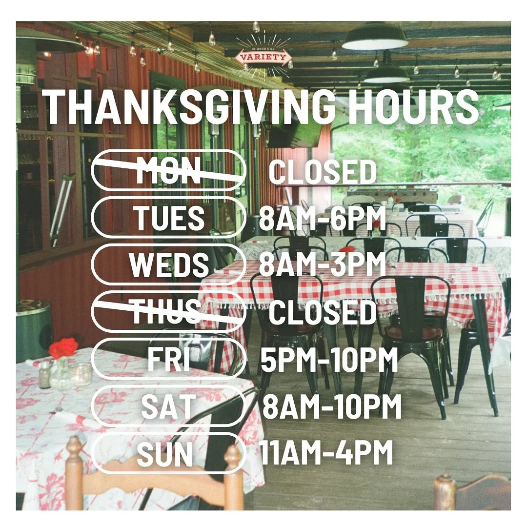 The holidays have started 🌟 here’s a rundown of our business hours for this week. 
Love y’all ♥️