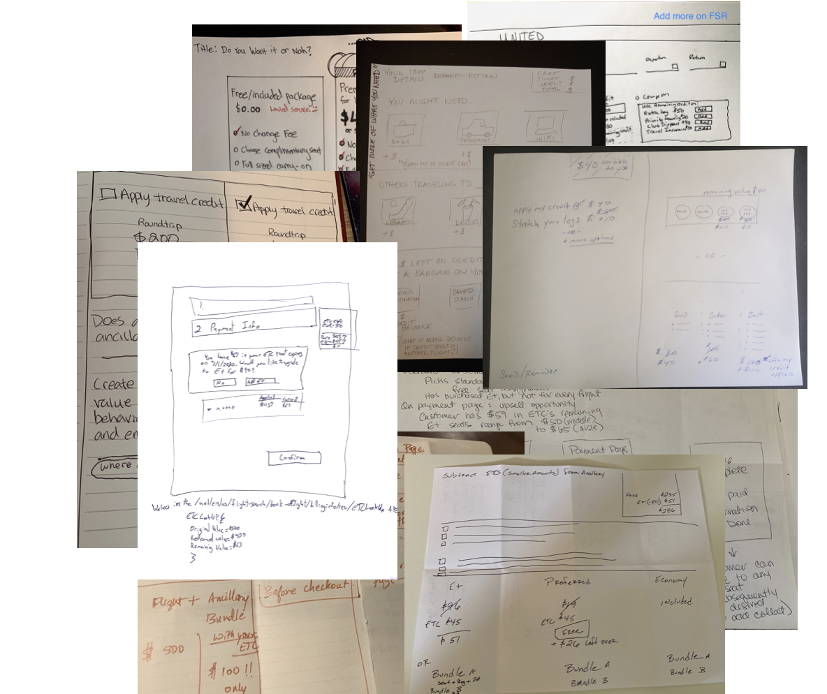 Solution sketches created during a virtual ideation session.